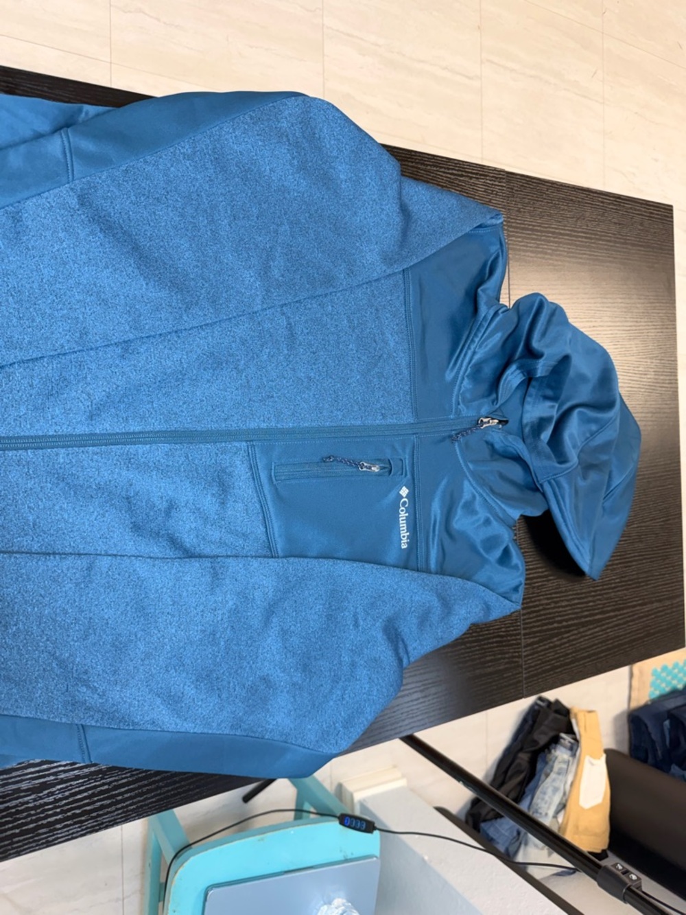 Columbia Men's Teal Blue Hooded Puffer Jacket - Picture 3 of 4